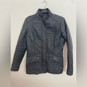 Women's Barbour Cavalry Black Polarquilt Quilted Jacket size 10 M/L Zip Pockets